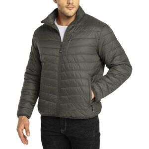 Men's Deep Green Polyester Breatheable Comfortable Lightweight Puffer Jacket